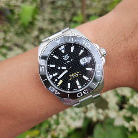 Tag Heuer Aquaracer Calibre 5 Ceramic Bezel in Black Dial 43mm - Complete Set
