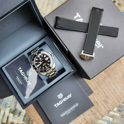 Tag Heuer Aquaracer Calibre 5 Ceramic Bezel in Black Dial 43mm - Complete Set