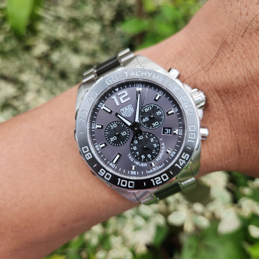 Tag Heuer F1 Chronograph Ceramic Bezel Anthracite Grey Dial 43mm
