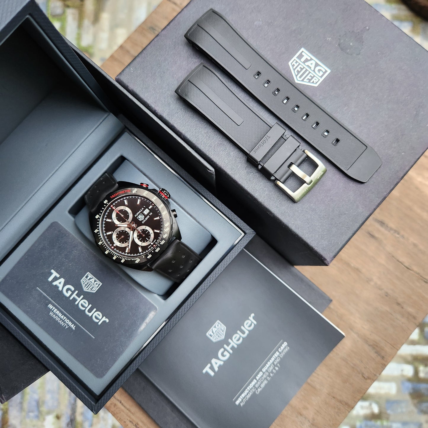 Tag Heuer F1 Chronograph Calibre 16 Black PVD in Black Dial 44mm - Complete Set