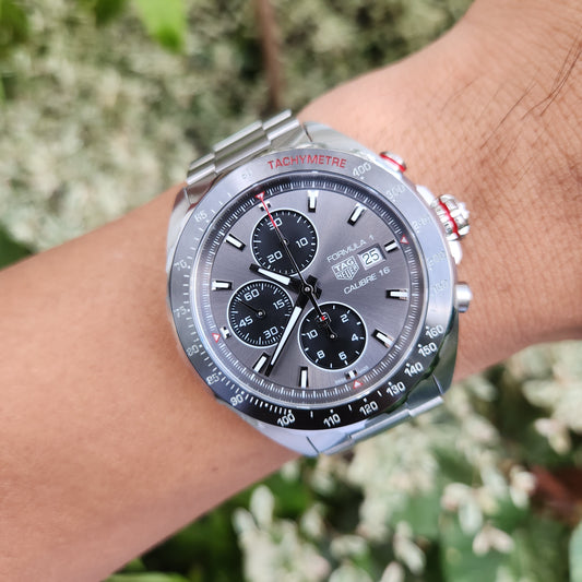 Tag Heuer F1 Chronograph Calibre 16 Ceramic Bezel in Anthracite Grey Dial 44mm (2024 model) - Complete Set