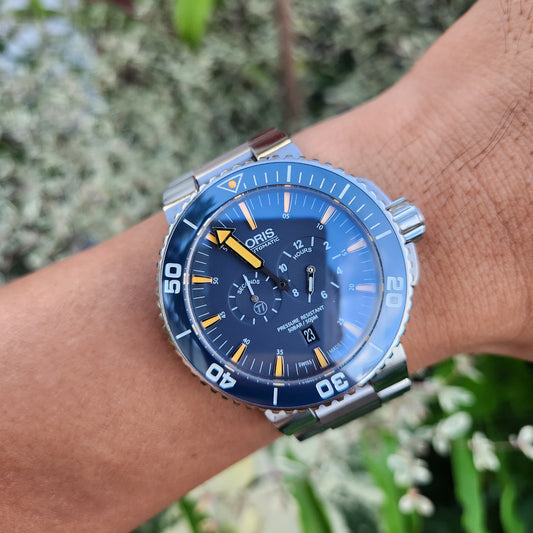 Oris Aquis Tubbataha Titanium Limited Edition Ceramic Bezel in Blue Dial 46mm - Complete Set