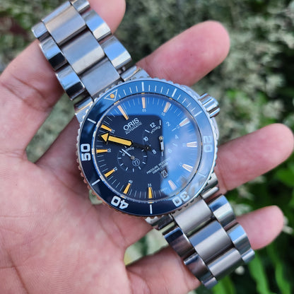 Oris Aquis Tubbataha Titanium Limited Edition Ceramic Bezel in Blue Dial 46mm - Complete Set