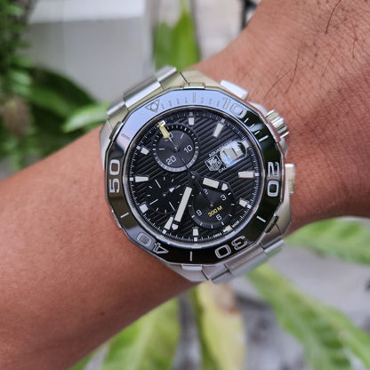 Tag Heuer Aquaracer Chronograph Calibre 16 Ceramic Bezel in Black Dial 43mm - Complete Set