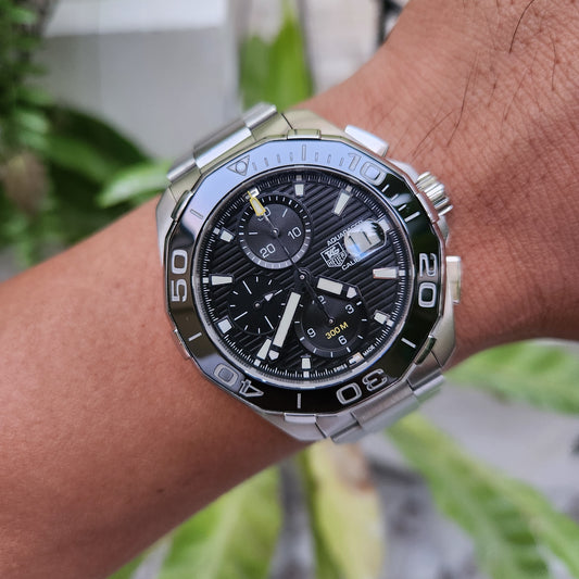 Tag Heuer Aquaracer Chronograph Calibre 16 Ceramic Bezel in Black Dial 43mm - Complete Set