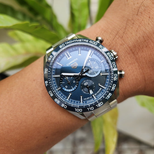 Tag Heuer Carrera Chronograph Heuer 02 Ceramic Bezel in Blue Dial 44mm - Complete Set Model/Ref：CBN2A1A (2023 model)
