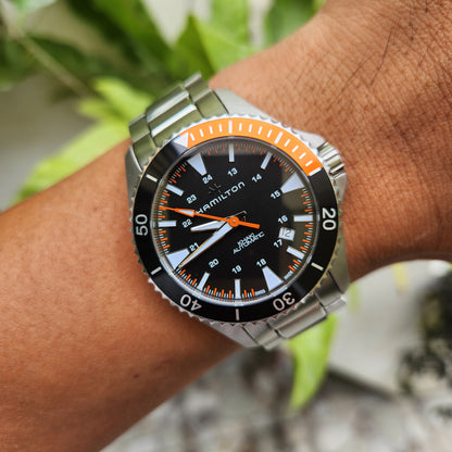 Hamilton Khaki Navy Scuba Auto Powermatic 80 Black/Orange Bezel in Black Dial 40mm
