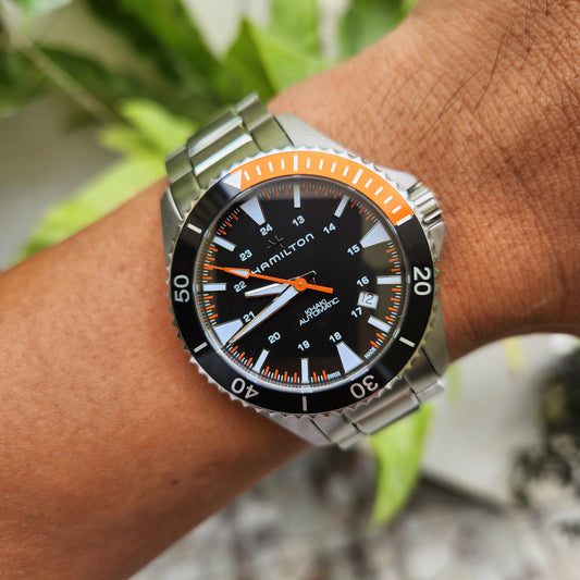 Hamilton Khaki Navy Scuba Auto Powermatic 80 Black/Orange Bezel in Black Dial 40mm