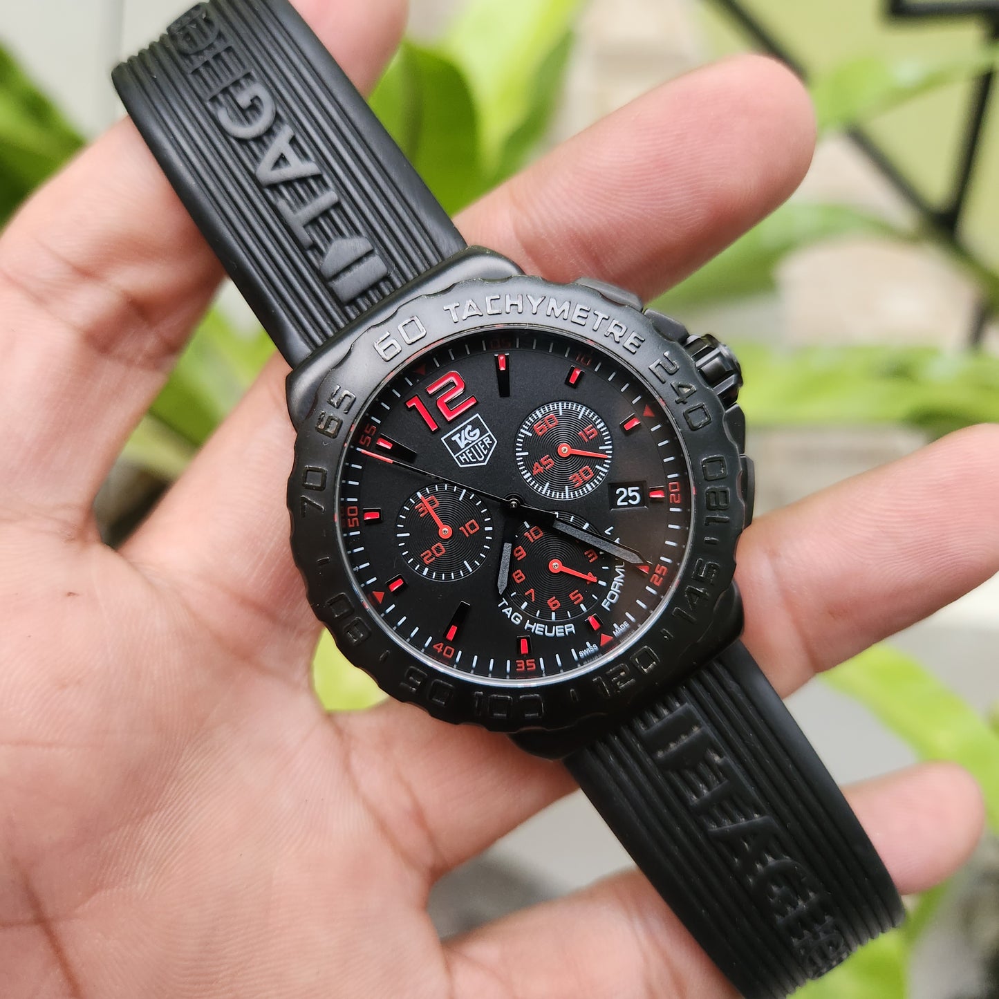 Tag Heuer F1 PVD Chronograph Red Indices in Black Dial 42mm
