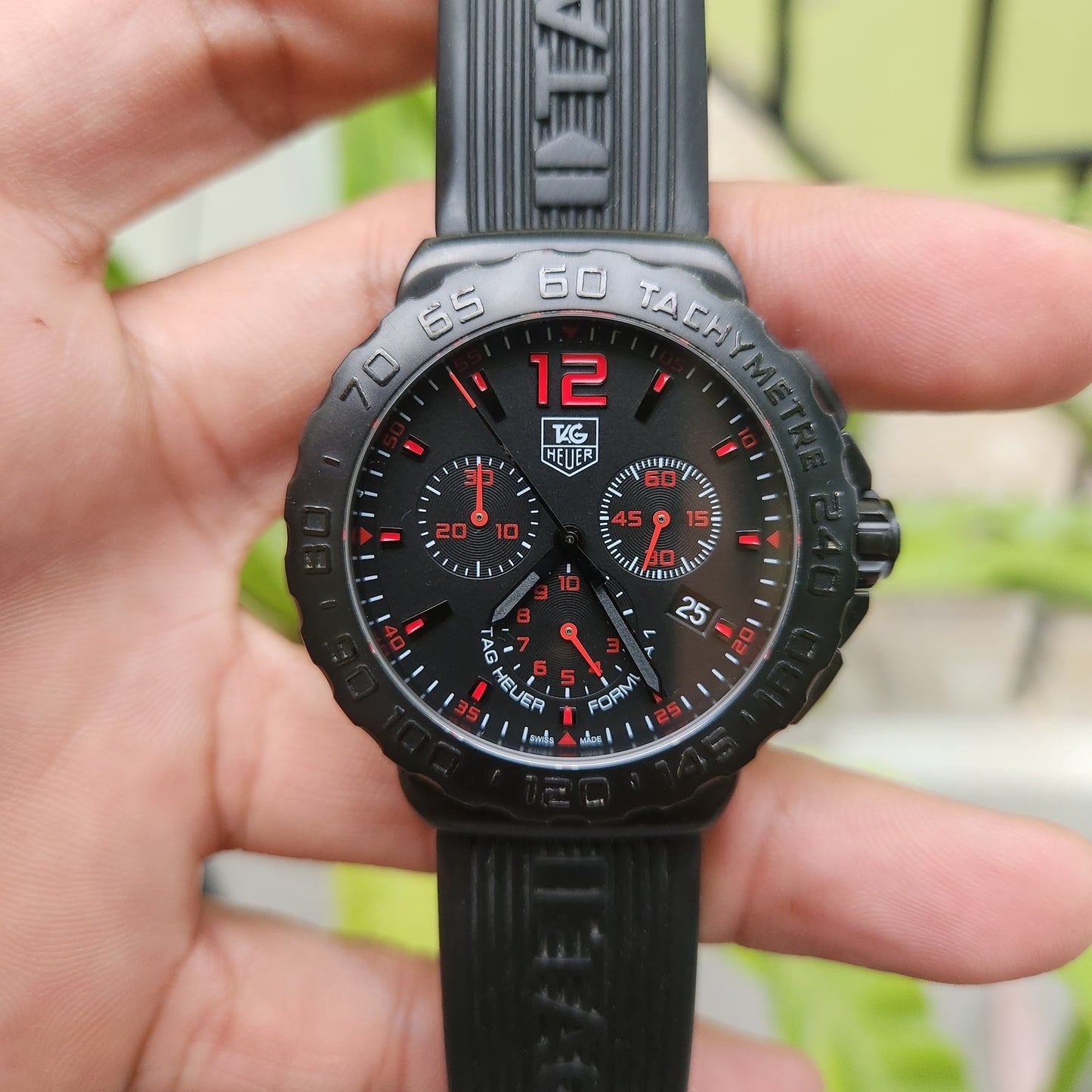 Tag Heuer F1 PVD Chronograph Red Indices in Black Dial 42mm