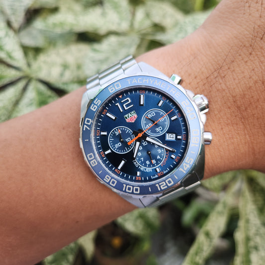 Tag Heuer F1 Chronograph Sunburst Blue Dial 43mm