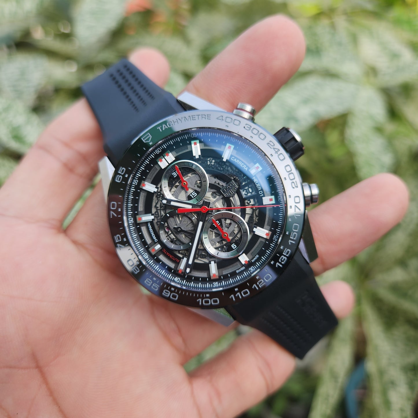 Tag Heuer Carerra Heuer 01 Chronograph Ceramic Bezel in Skeleton Dial 43mm - Complete Set