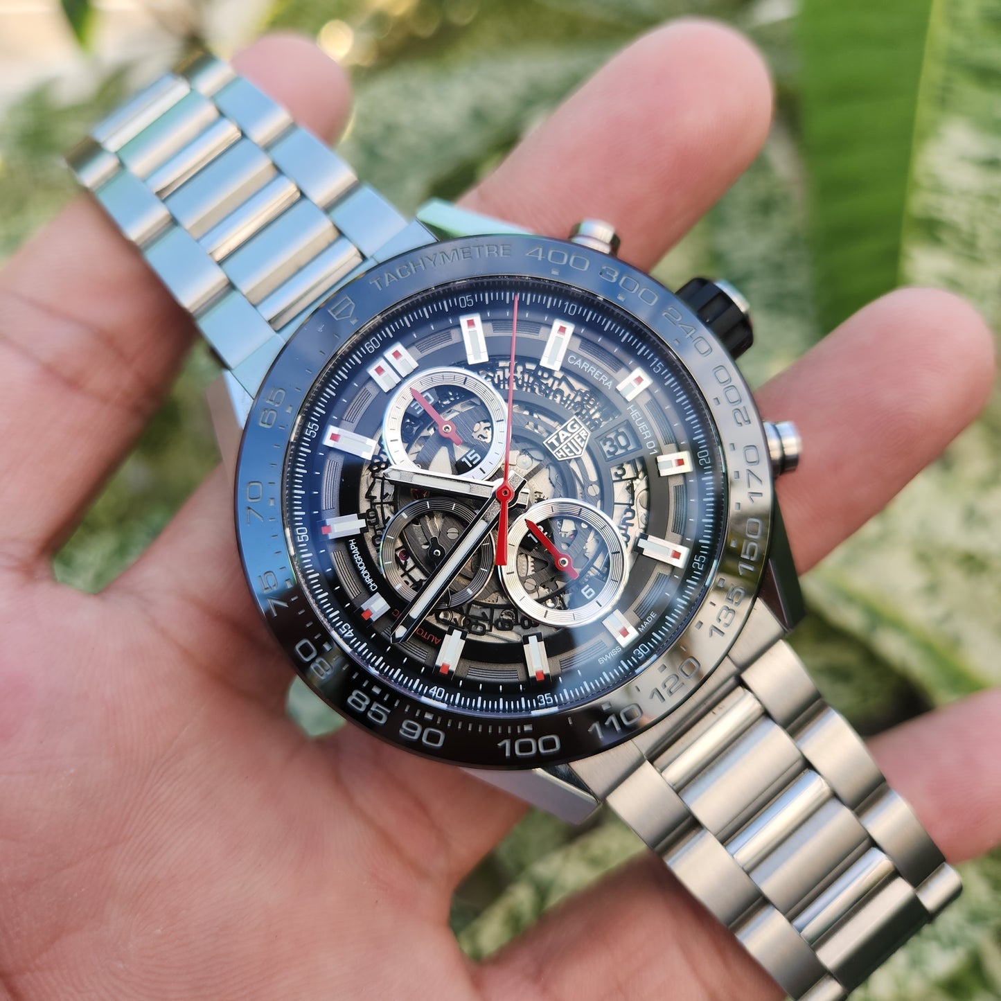 Tag Heuer Carerra Heuer 01 Chronograph Ceramic Bezel in Skeleton Dial 43mm - Complete Set