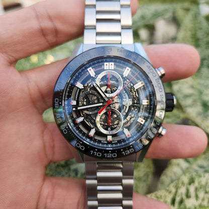 Tag Heuer Carerra Heuer 01 Chronograph Ceramic Bezel in Skeleton Dial 43mm - Complete Set