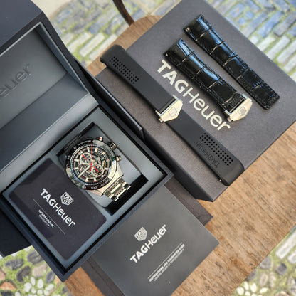 Tag Heuer Carerra Heuer 01 Chronograph Ceramic Bezel in Skeleton Dial 43mm - Complete Set