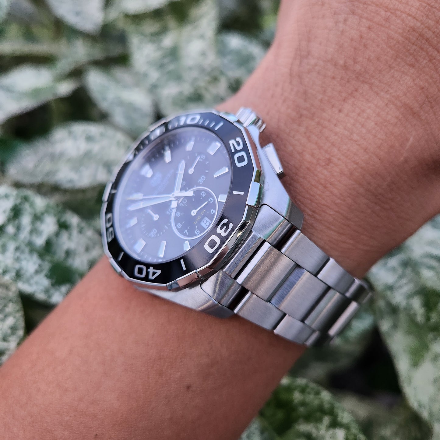 Tag Heuer Aquaracer Chronograph Steel Alu Bezel in Black Dial 43mm