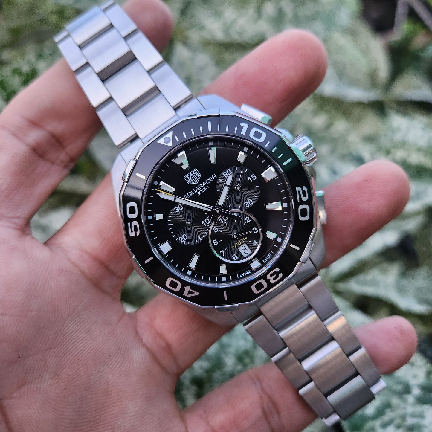 Tag Heuer Aquaracer Chronograph Steel Alu Bezel in Black Dial 43mm