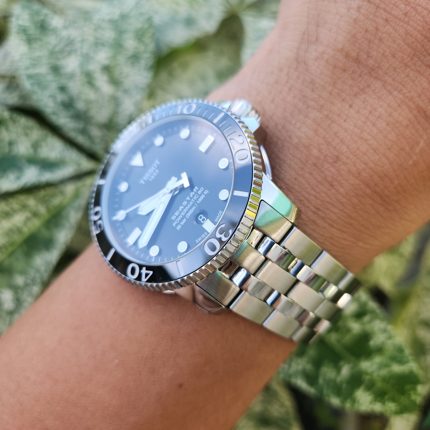 Tissot Seastar 1000 Powermatic 80 Ceramic Bezel in Black Super-Luminova Dial 43mm - Complete Set