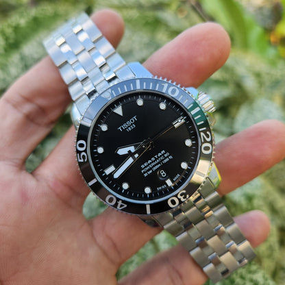 Tissot Seastar 1000 Powermatic 80 Ceramic Bezel in Black Super-Luminova Dial 43mm - Complete Set