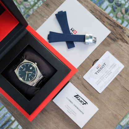Tissot PRX Powermatic 80 Blue Waffle Dial 40mm - Complete Set