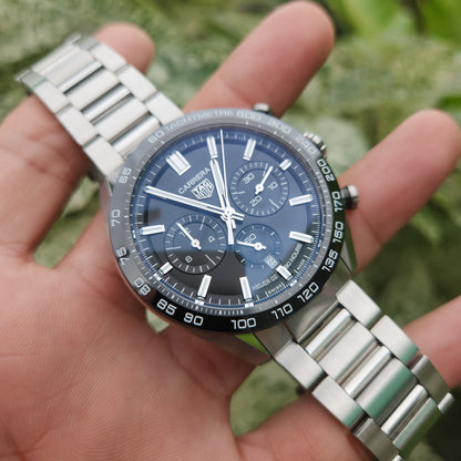 Tag Heuer Carrera Heuer 02 Chronograph Ceramic Bezel in Black Dial 44mm - Complete Set