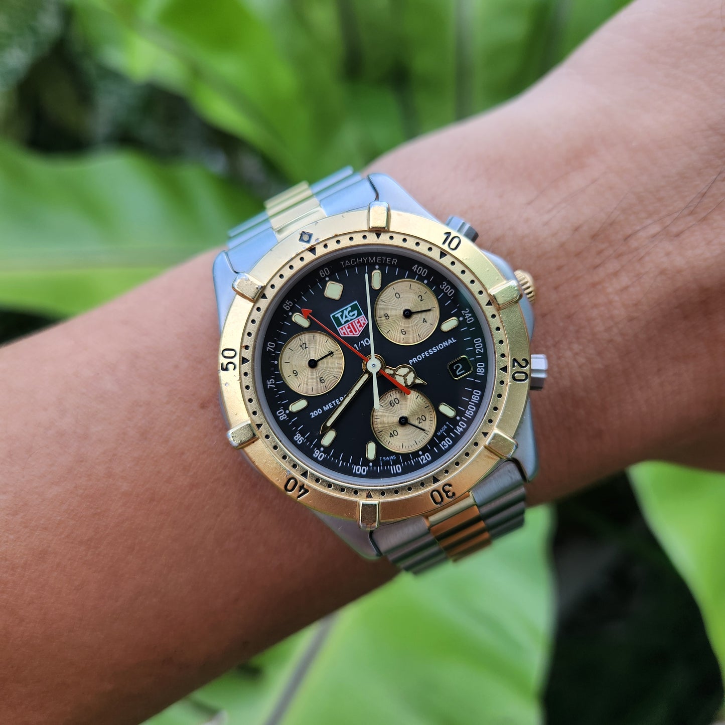 Tag Heuer Professional Chronograph Vintage Two-Tone 38mm Black Dial