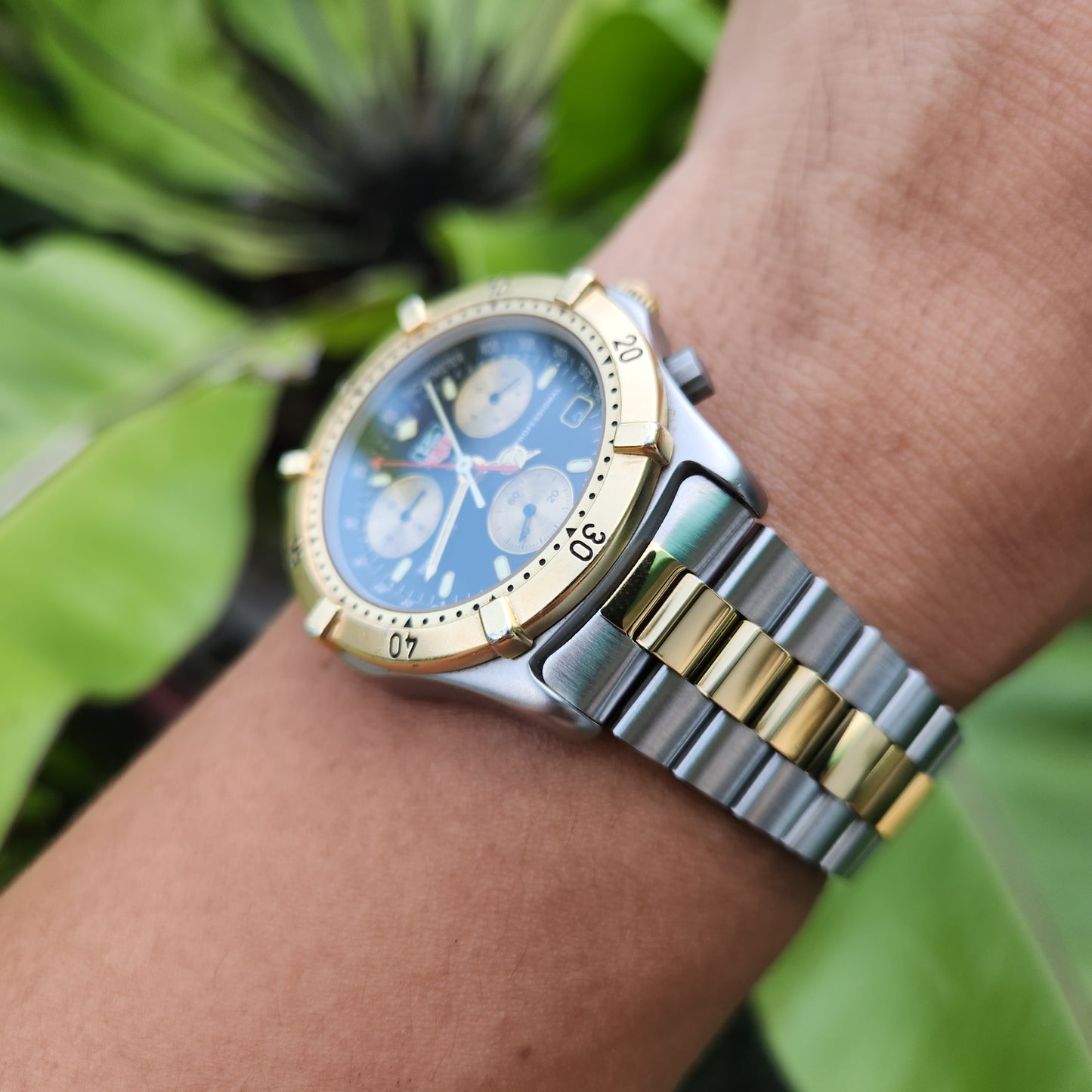 Tag Heuer Professional Chronograph Vintage Two-Tone 38mm Black Dial