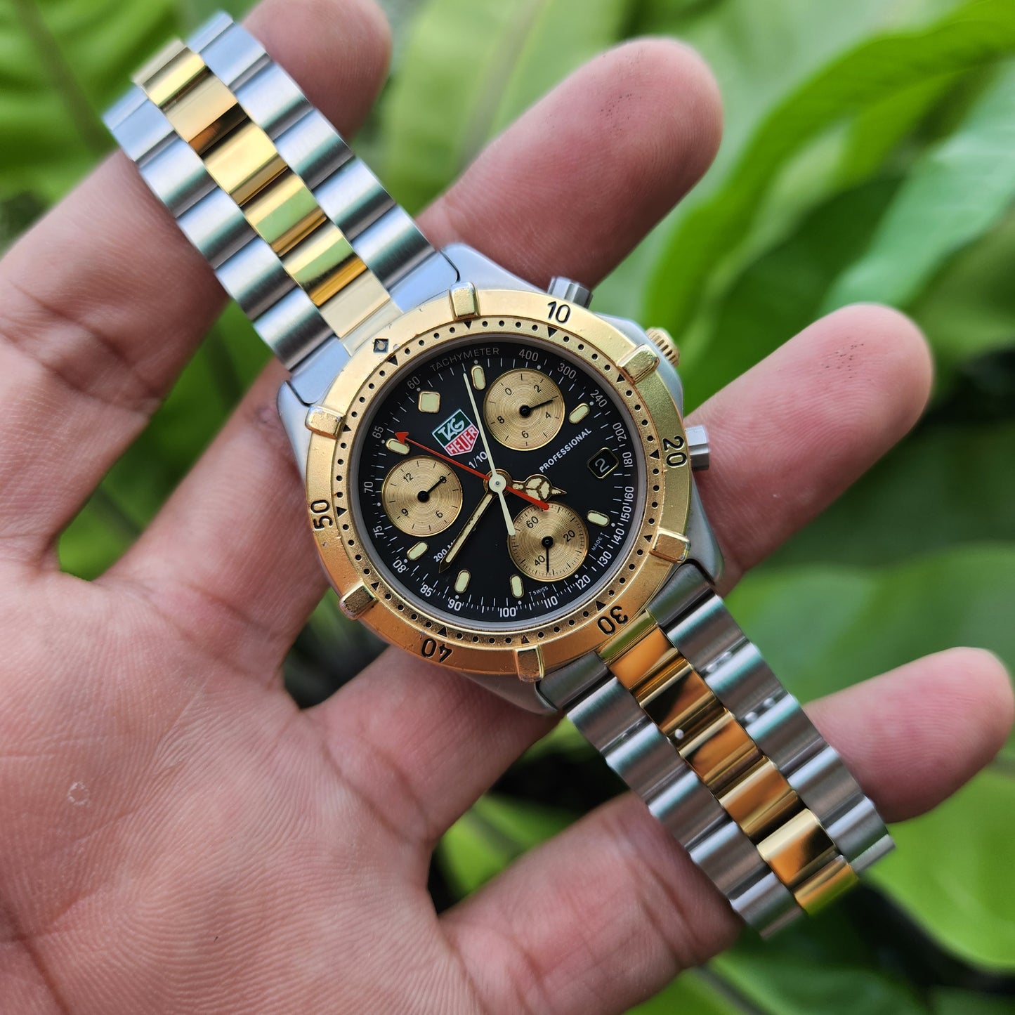 Tag Heuer Professional Chronograph Vintage Two-Tone 38mm Black Dial