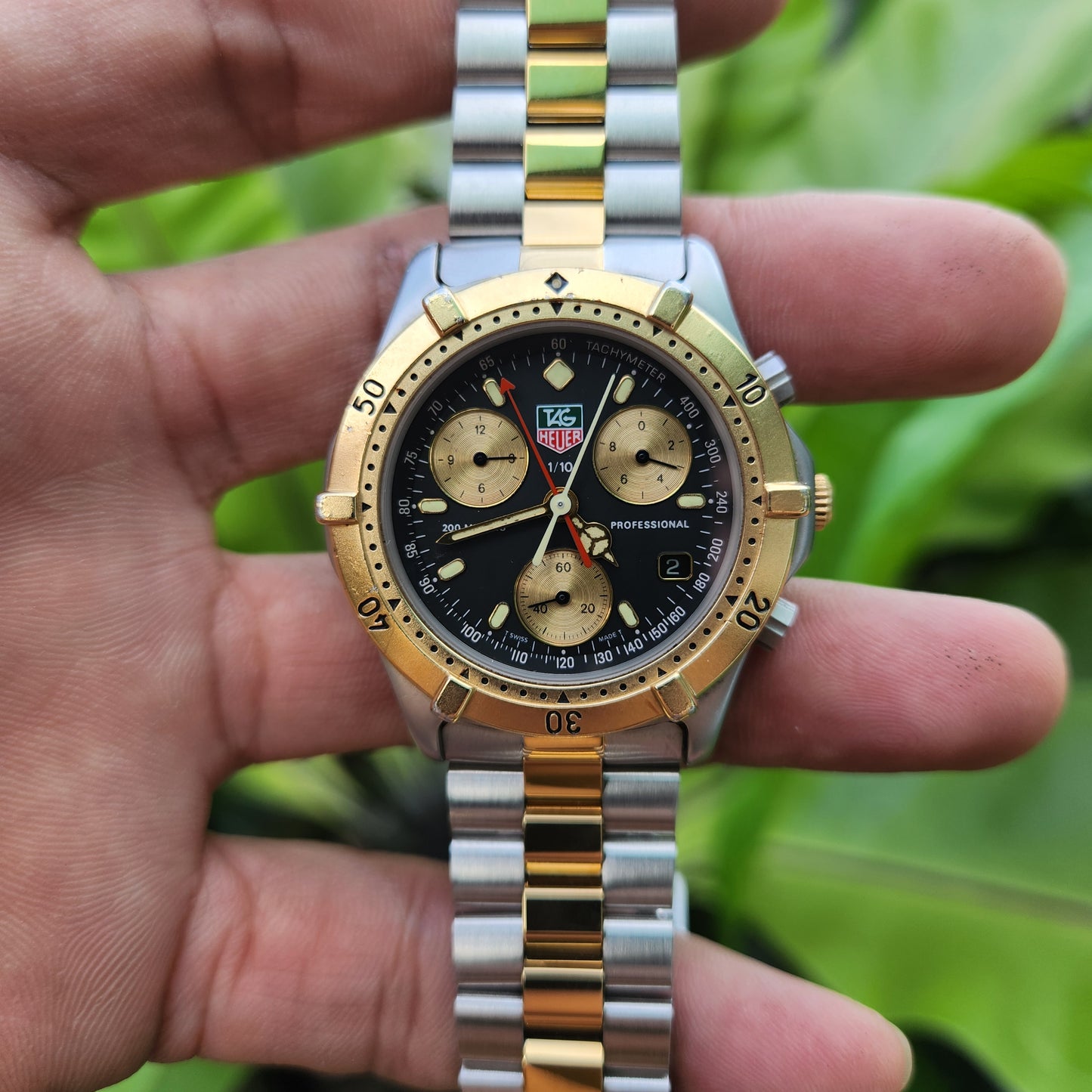 Tag Heuer Professional Chronograph Vintage Two-Tone 38mm Black Dial