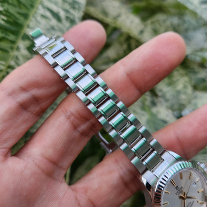 Tudor Style Ladies Fluted Bezel Gold Indeces in Silver Dial 28mm - Complete Set