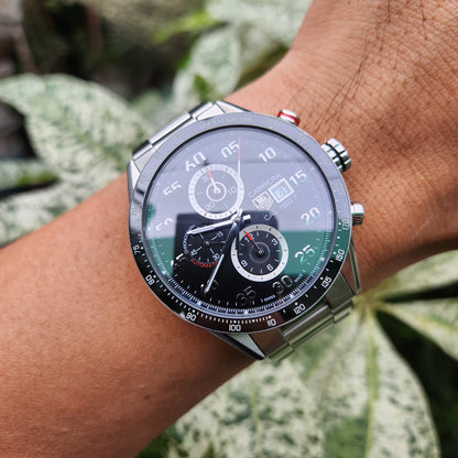 Tag Heuer Carerra Calibre 1887 Chronograph Ceramic Bezel in Black Dial 43mm