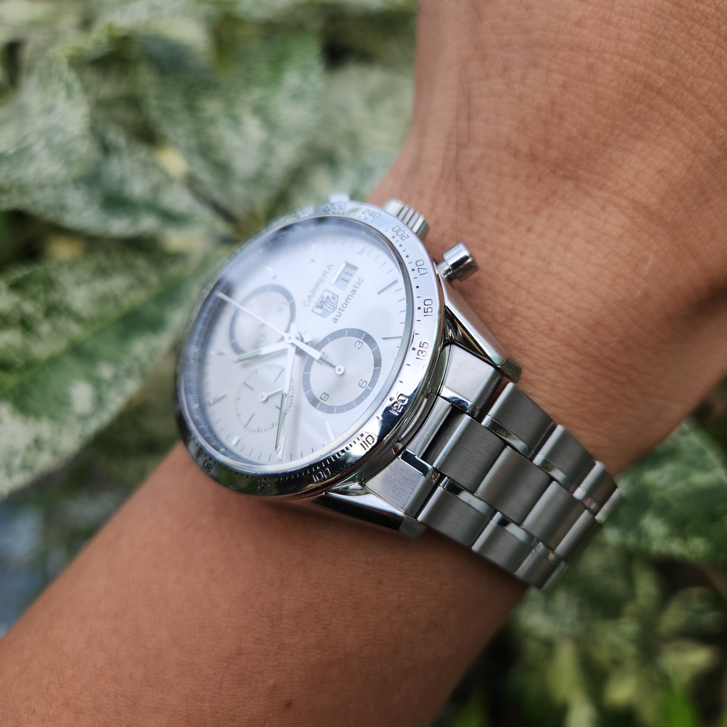 Tag Heuer Carerra Calibre 16 Chronograph Steel Bezel in Silver Dial 41mm