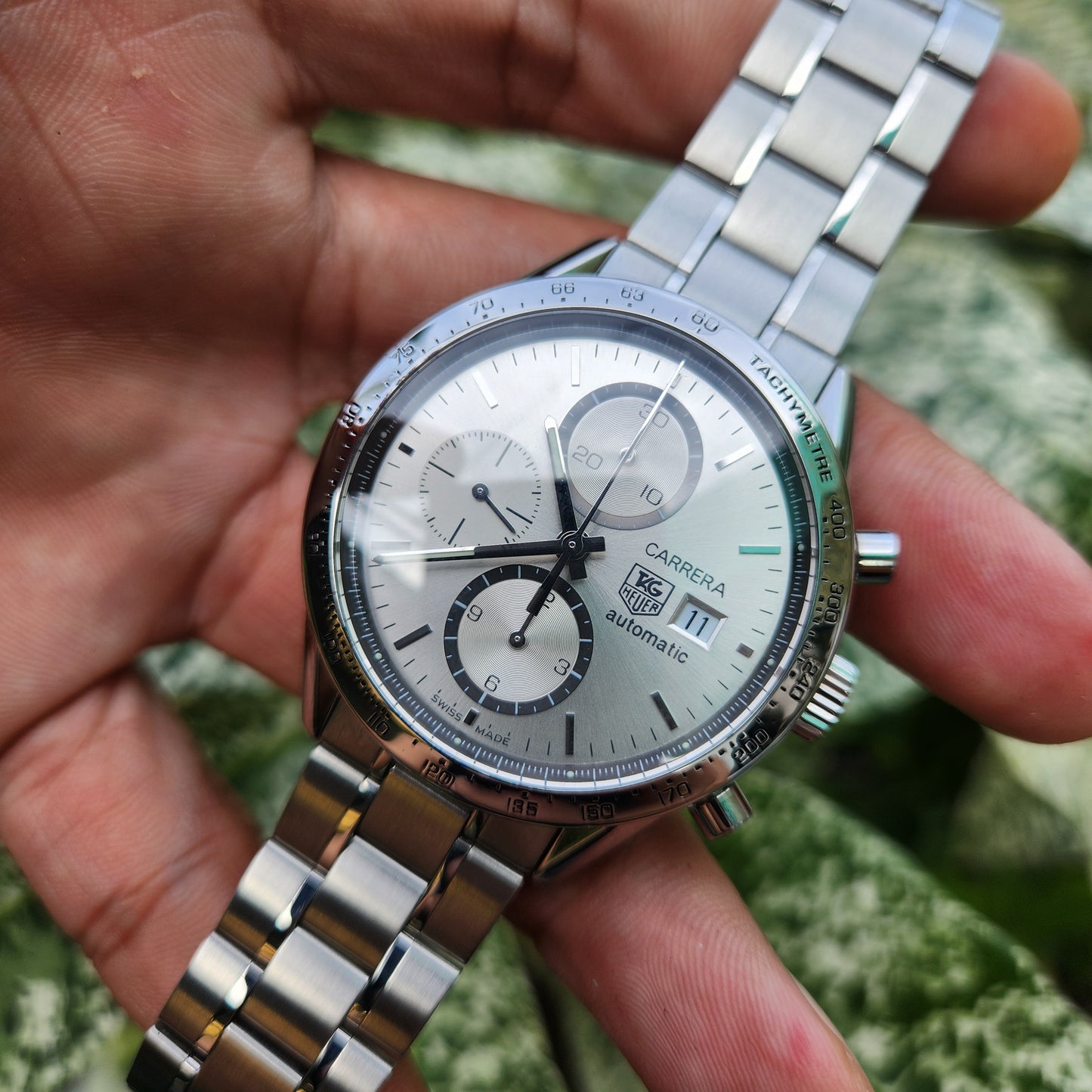 Tag Heuer Carerra Calibre 16 Chronograph Steel Bezel in Silver Dial 41mm