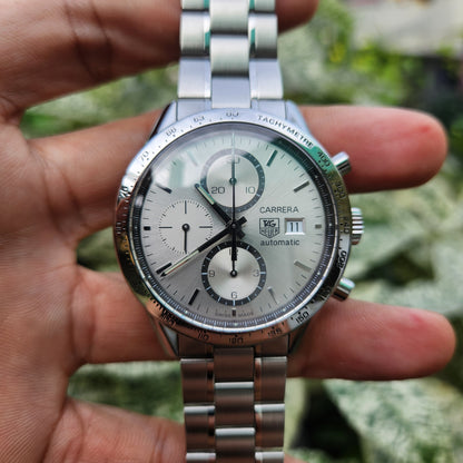 Tag Heuer Carerra Calibre 16 Chronograph Steel Bezel in Silver Dial 41mm