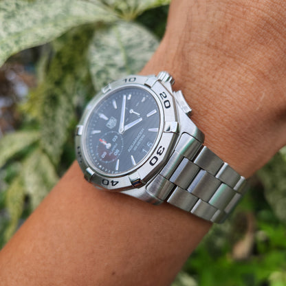 Tag Heuer Aquaracer Alarm Steel Bezel in Black Striped Dial 39mm