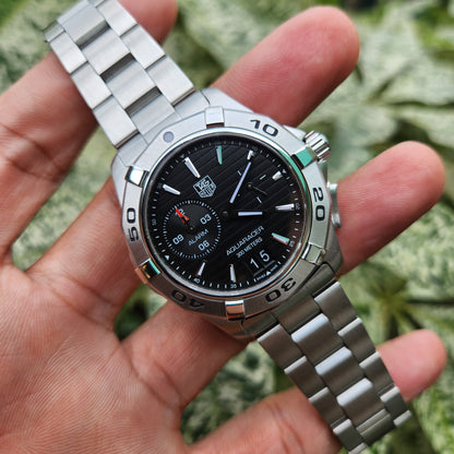 Tag Heuer Aquaracer Alarm Steel Bezel in Black Striped Dial 39mm