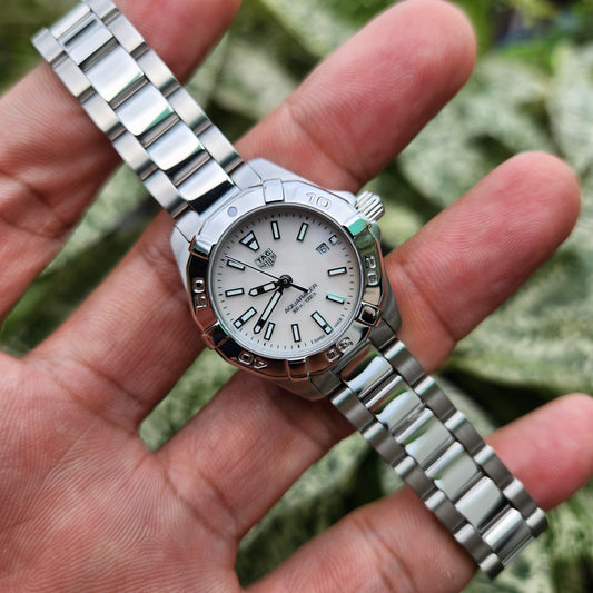 Tag Heuer Ladies Aquaracer Mother of Pearl White Dial 27mm - Complete Set
