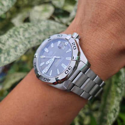 Tag Heuer Aquaracer Calibre 5 Steel Bezel in Lacquered Grey Striped Dial 41mm