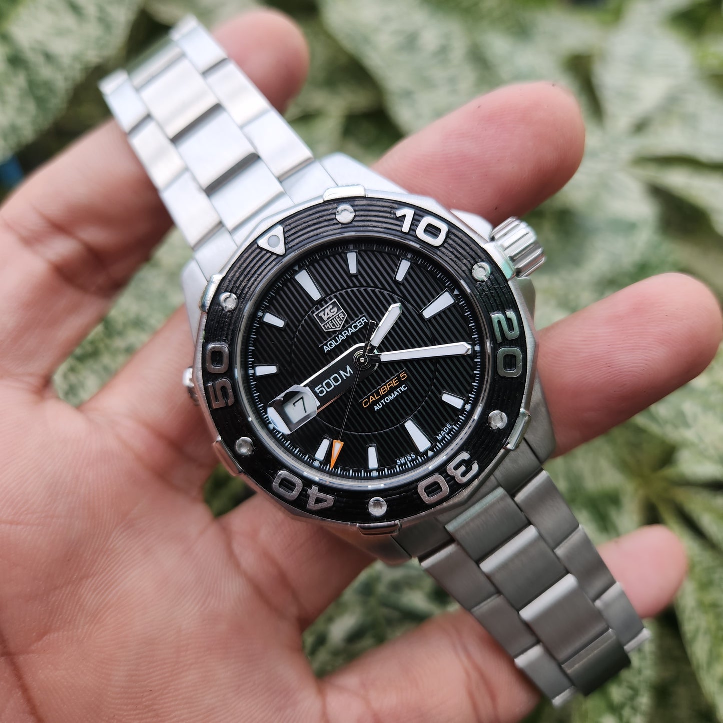 Tag Heuer Aquaracer Calibre 5 Black Engraved Stripes Dial 500M 43mm - Complete Set