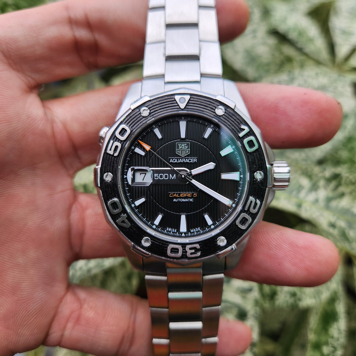 Tag Heuer Aquaracer Calibre 5 Black Engraved Stripes Dial 500M 43mm - Complete Set