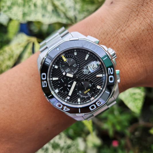 Tag Heuer Aquaracer Chronograph Calibre 16 Ceramic Bezel in Black Dial 43mm - Complete Set
