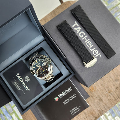 Tag Heuer Aquaracer Chronograph Calibre 16 Ceramic Bezel in Black Dial 43mm - Complete Set