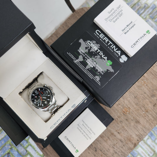 Certina DS Action Podium GMT Chronograph Black Dial 42mm - Complete Set