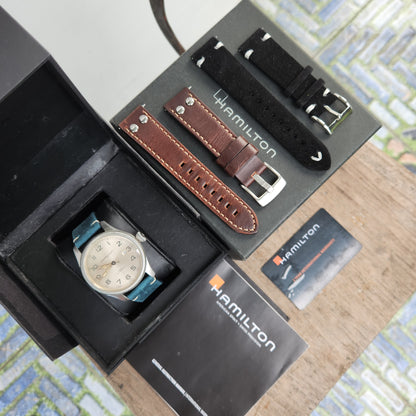 Hamilton Khaki Field Pioneer Powermatic 80 in Silver Dial 45mm - Complete Set