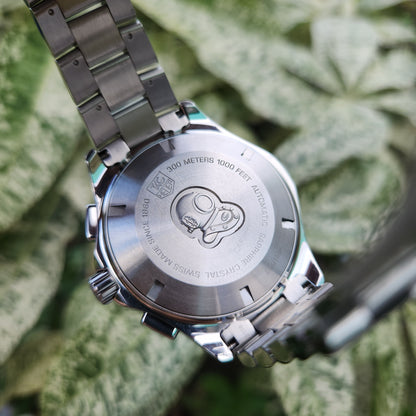 Tag Heuer F1 Chronograph Calibre 16 Day-Date Steel Bezel on Silver Dial 43mm - Complete Set