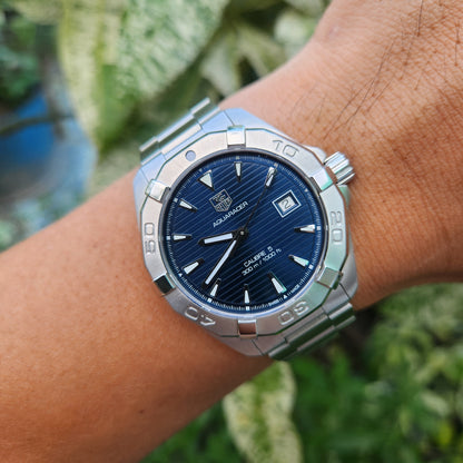 Tag Heuer Aquaracer Calibre 5 Steel Bezel in Blue Dial 41mm - Complete Set