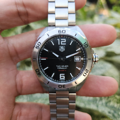 Tag Heuer F1 Calibre 5 Steel Bezel in Black Dial 41mm