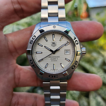Tag Heuer Aquaracer Calibre 5 White/Silver Dial 41mm