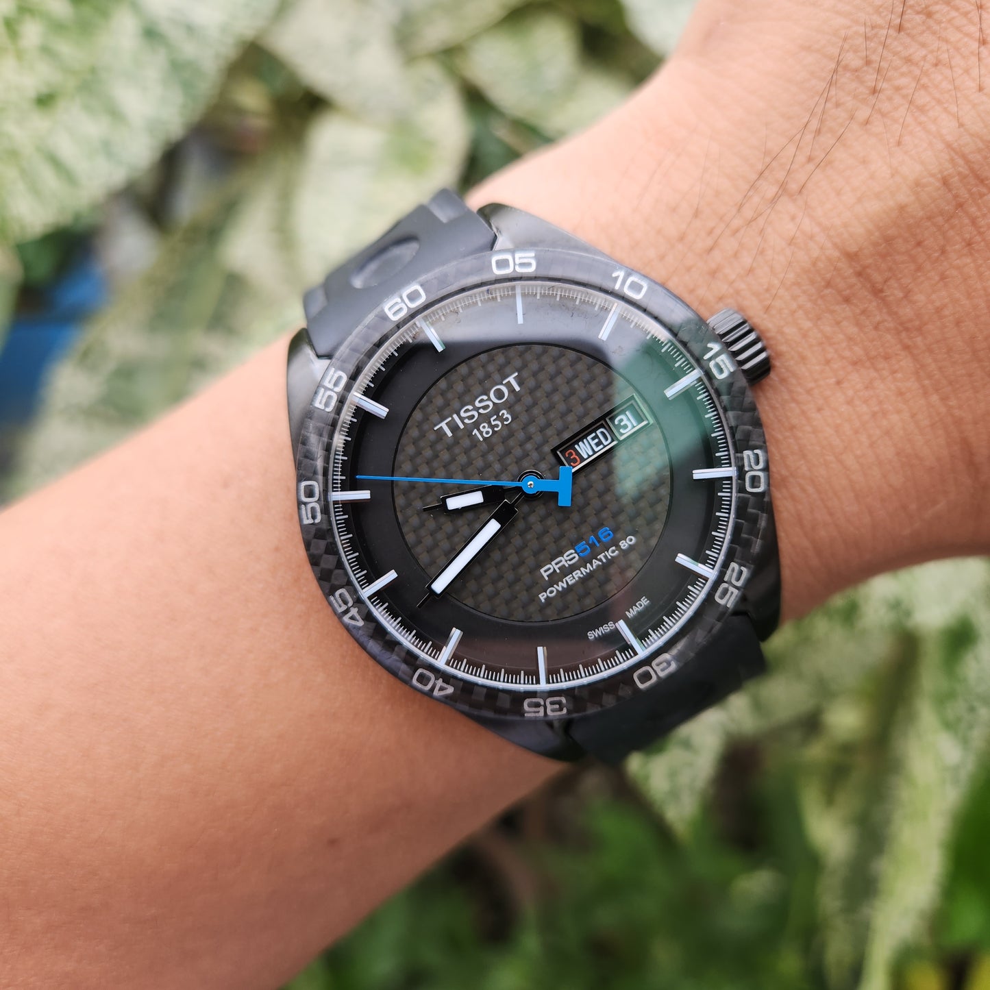 Tissot PRS 516 Powermatic 80 PVD Black Carbon Bezel and Dial 42mm