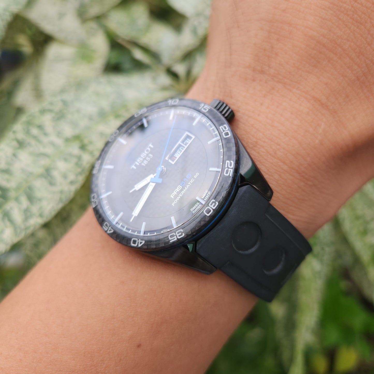 Tissot PRS 516 Powermatic 80 PVD Black Carbon Bezel and Dial 42mm